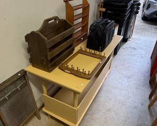 Vintage Wooden Magazine Rack and Small Shelf Unit