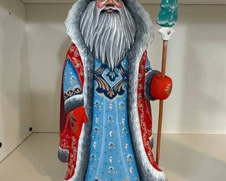 G. DeBrekht Hand-Painted WOODCARVED Santa Claus Figurine