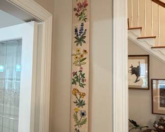 Vintage Embroidered Floral Bell Pull