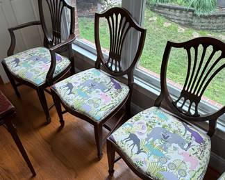 Set of 5 Shield Back Dining Chairs with Animal Print Upholstery