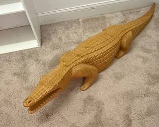 Hand Carved Wooden Crocodile Sculpture