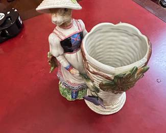 Fitz and Floyd Old World Rabbits Figural Vase