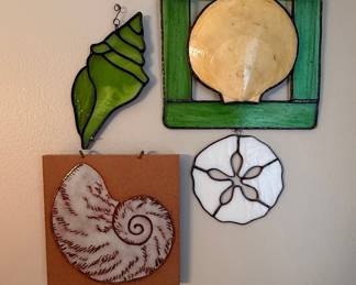 Set of Four Stained Glass Coastal Themed Suncatchers