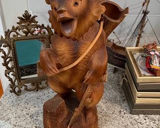Carved Wooden Bear Figurines - Soviet/Russian Folk Art