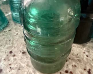 Green Glass Insulator - CD 145 Beehive Style