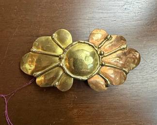 Mid-Century Modern Brass Floral Barrette