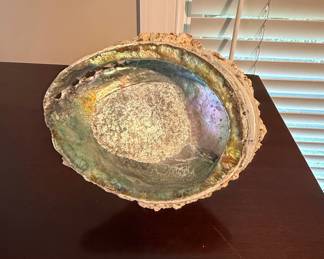 Vintage Footed Abalone Shell Bowl