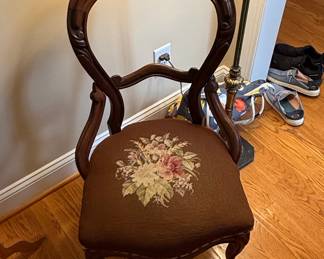 Victorian Balloon Back Needlepoint Side Chair