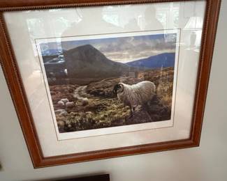 Framed Landscape Painting of Sheep by Robert Watson