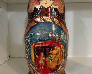 Matryoshka Doll with Village Scene