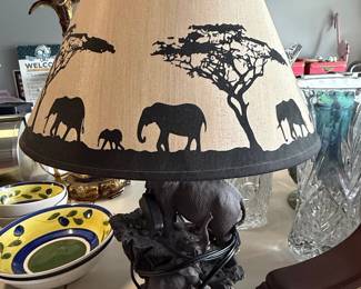 Migration Of The Majestic Elephant Family Safari Table Lamp