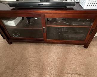 Crate & Barrel Wood & Glass 2-Dr Console Cabinet