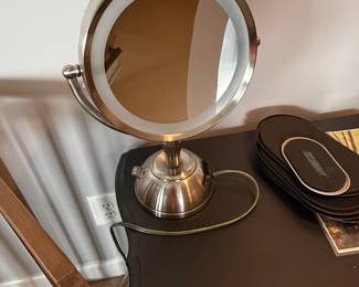 Ovente Brushed Nickel LED Tabletop Makeup Mirror