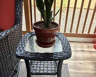 Pocassy Outdoor Patio Side Table with Glass Top
