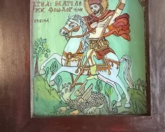 Hand-Painted Orthodox Icon of Saint George Slaying the Dragon