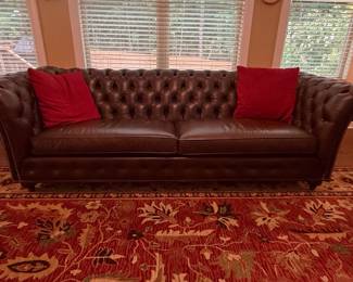 Ethan Allen Leather Chesterfield Sofa
