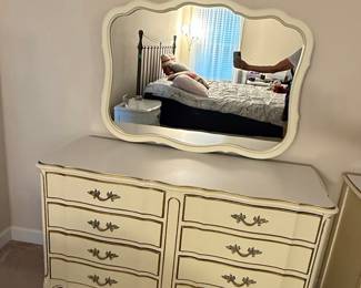Dixie French Provincial Serpentine Dresser with Mirror