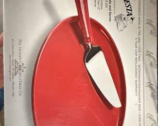 Fiesta Scarlet Cake Plate and Server Set