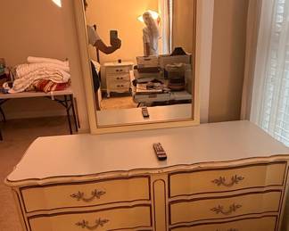 Vintage Dixie French Provincial Six-Drawer Dresser with Mirror