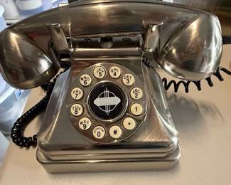 Vintage "Grand Phone" Style Chrome Push-Button Desk Telephone