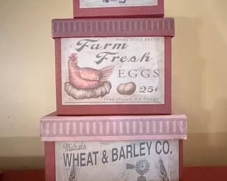 Farmhouse Nesting Storage Boxes with Farm-Themed Graphics