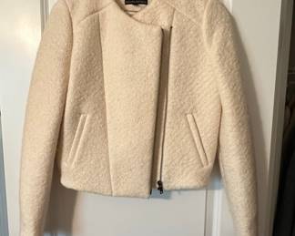 Banana Republic Cream Bouclé Cropped Moto Jacket