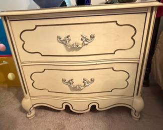 Vintage French Provincial Two-Drawer Nightstand by John Widdicomb