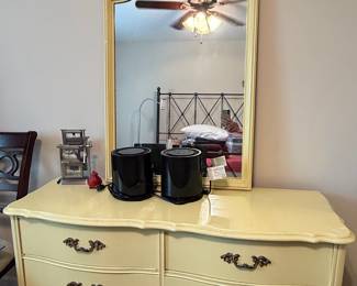 Vintage French Provincial Style Painted Dresser with Mirror