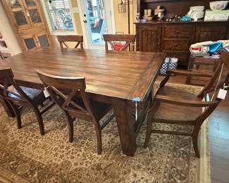 Pottery Barn Benchwright Rustic Dining Set with X-Back Chairs