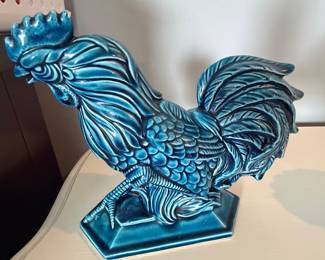 Vintage Chinese Turquoise Glazed Rooster Figurine