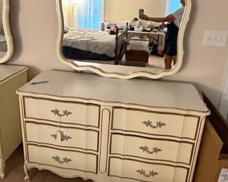 Vintage Dixie French Provincial Six-Drawer Dresser with Mirror