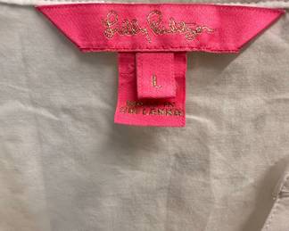 Lilly Pulitzer Bekah White Eyelet Peplum Top with Pom-Pom Trim