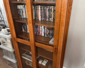 Mission Style Solid Wood Bookcase with Glass Doors