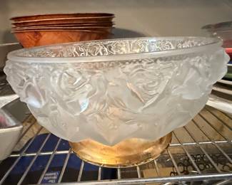 William Adams Frosted Crystal Rose Bowl with Silver Plated Base