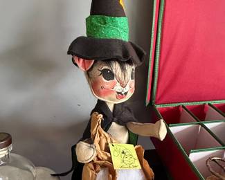 Vintage Annalee Halloween Witch Mouse with Broom and Trick or Treat Bag