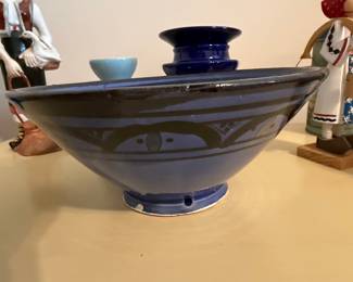 Hand-Painted Studio Pottery Footed Bowl - 'JISSA'