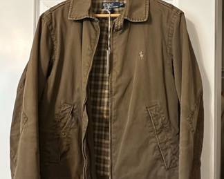 Vintage Polo by Ralph Lauren Olive Green Harrington Jacket with Plaid Lining