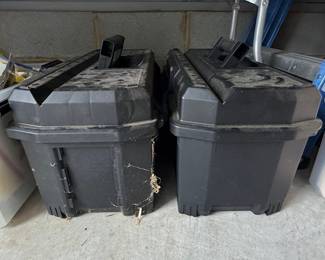 Pair of Black Plastic Portable Utility Tool Boxes