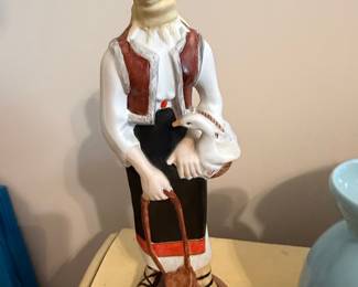 Vintage Hollohaza Porcelain Figurine: Woman with Goose