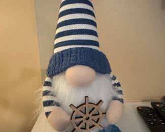 Nautical Theme Plush Gnome with Ship Wheel