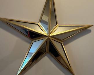 Faceted Star-Shaped Wall Mirror with Gilt Frame