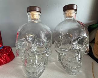 Crystal Head Vodka Empty Skull Bottles with Stoppers