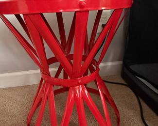 Hampton Bay Ruby Red 18.9 in. Round Metal Outdoor Patio Garden Stool