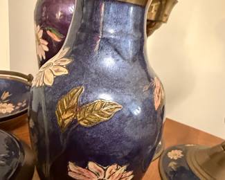 Vintage Cloisonné Enamel Brass Floral Vase