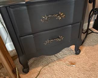 Vintage Black French Provincial Nightstands
