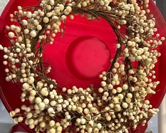 Artificial White Tallow Berry Wreath