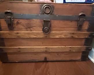 Antique Victorian-Era Flat-Top Steamer Trunk