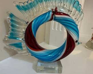 Murano Style Art Glass Fish Sculpture