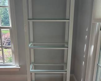 Modern White Metal and Glass Etagere Bookcase