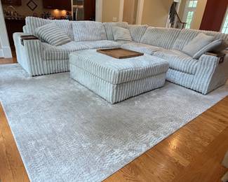 Signature Design by Ashley "Stupendous" Oversized Ribbed Corduroy Modular Sectional with Ottoman